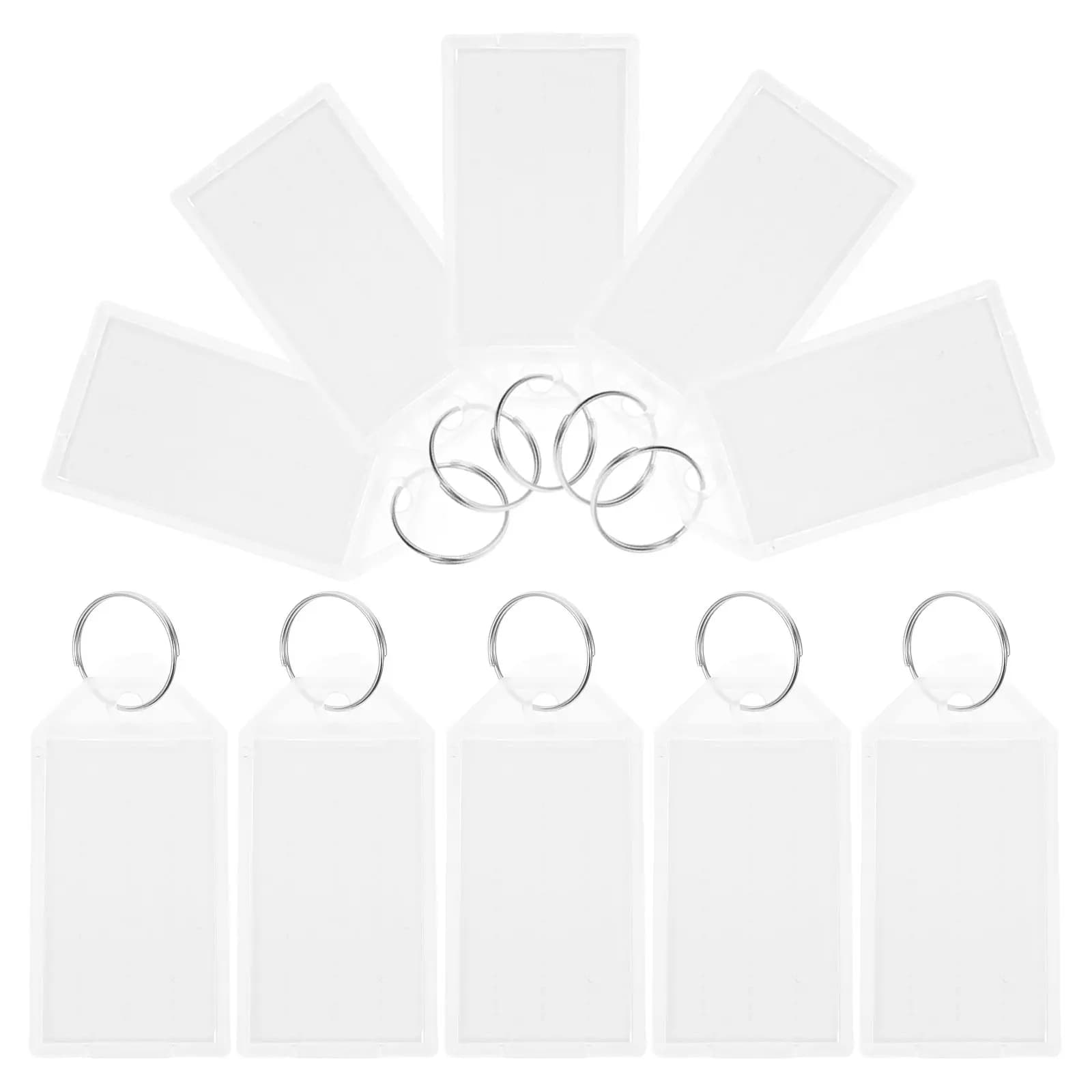 50 Pezzi Etichette Rettangolari per Portachiavi, Etichette in Carta Bianca con Copertura Trasparente, Resistenti all'Acqua, per Identificazione Bagagli e Portachiavi