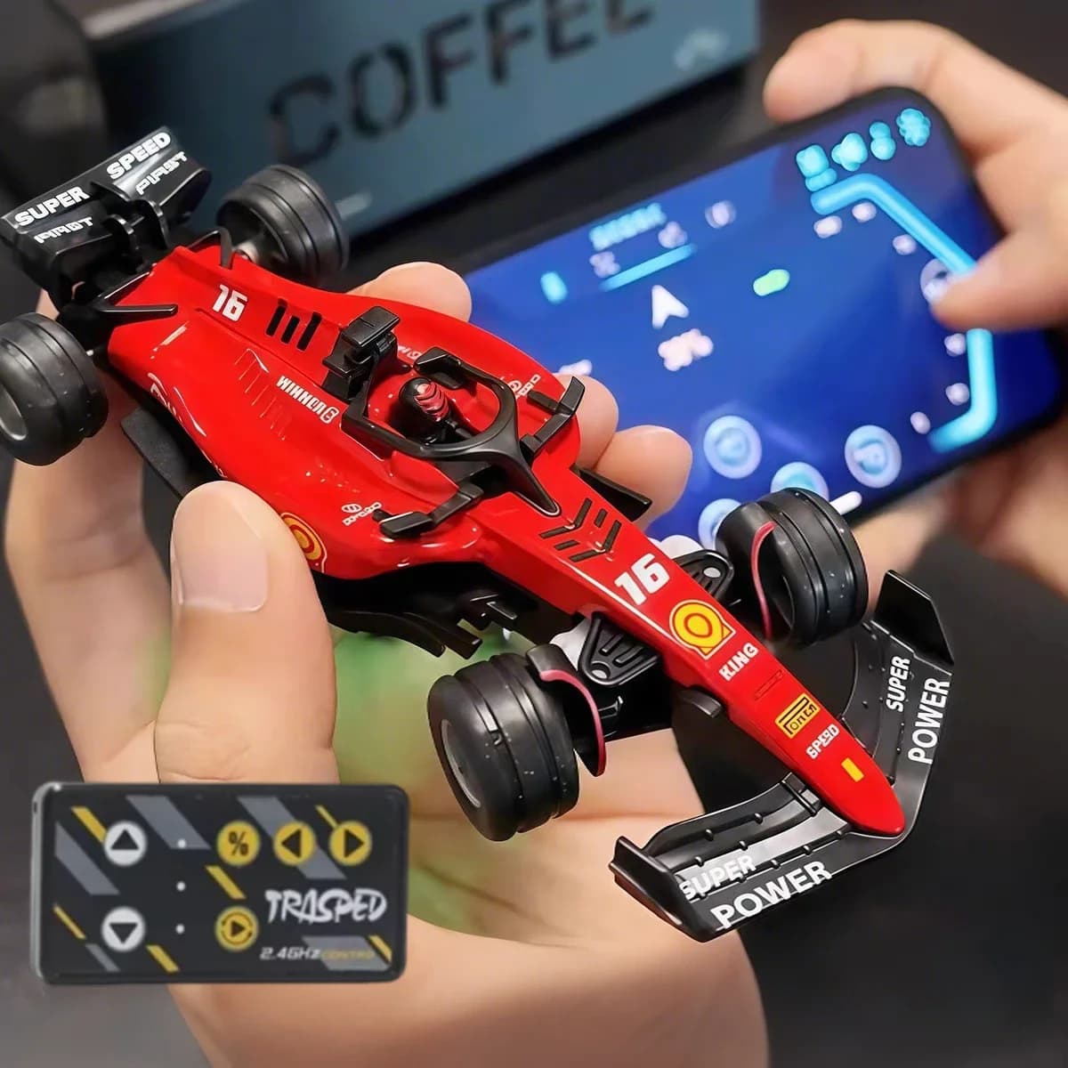 Mini Auto RC Drift 1:64, Macchina da Corsa in Lega con Telecomando 2.4G, Luci e Controllo App, Modellino da Scrivania, Giocattolo per Ragazzi, Regalo per Bambini e Adulti