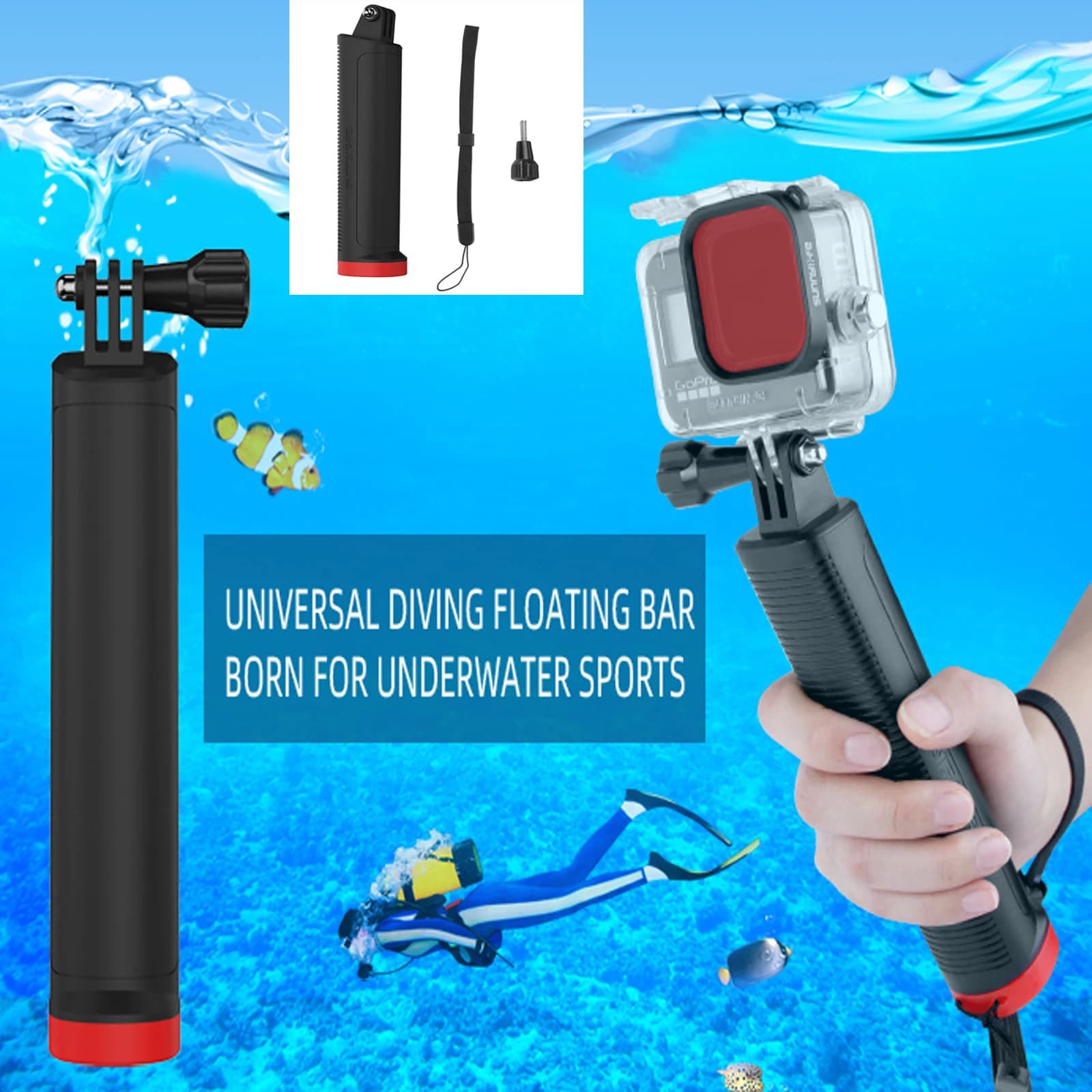 Sunnylife Floating Camera Dive Grip Auxiliary Handle Selfie Stick Monopiede for Gopro/DJI /Insta360 accessory for action room