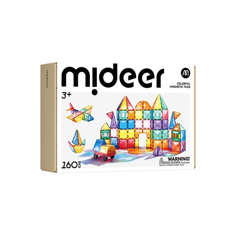 Mideer 160 Pcs Colorful Magnetic Tiles Light & Shadow Building Blocks With 8 Clear Mirror Pieces Transparent Design Kids 3Y+