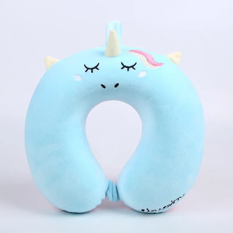 Memory Foam Unicorn Travel Neck Pillow Soft Comfortable Cervical Support Pillow Portable Neck Cushion for Airplane Car Cushion