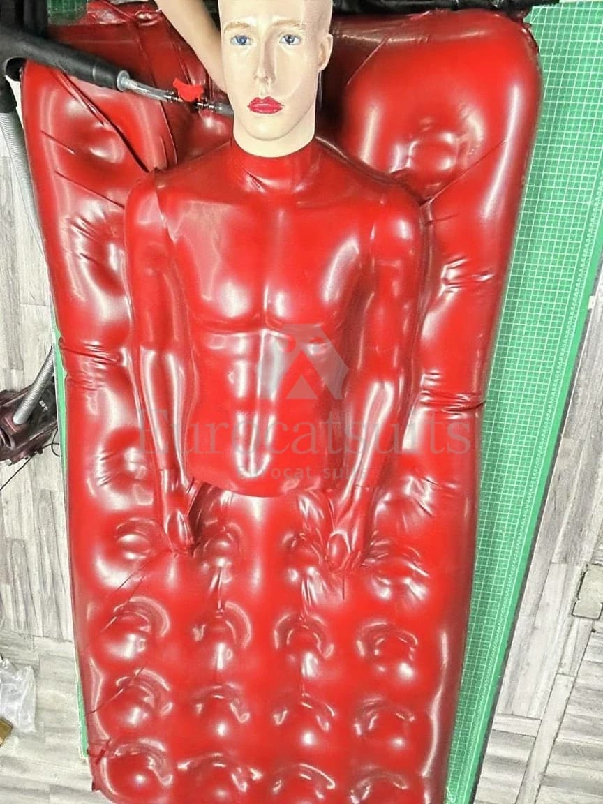 customized latex catsuit eurocat rubber catsuit with inflatable bed Vacuum black rubber Sleep Bed Bodysuits