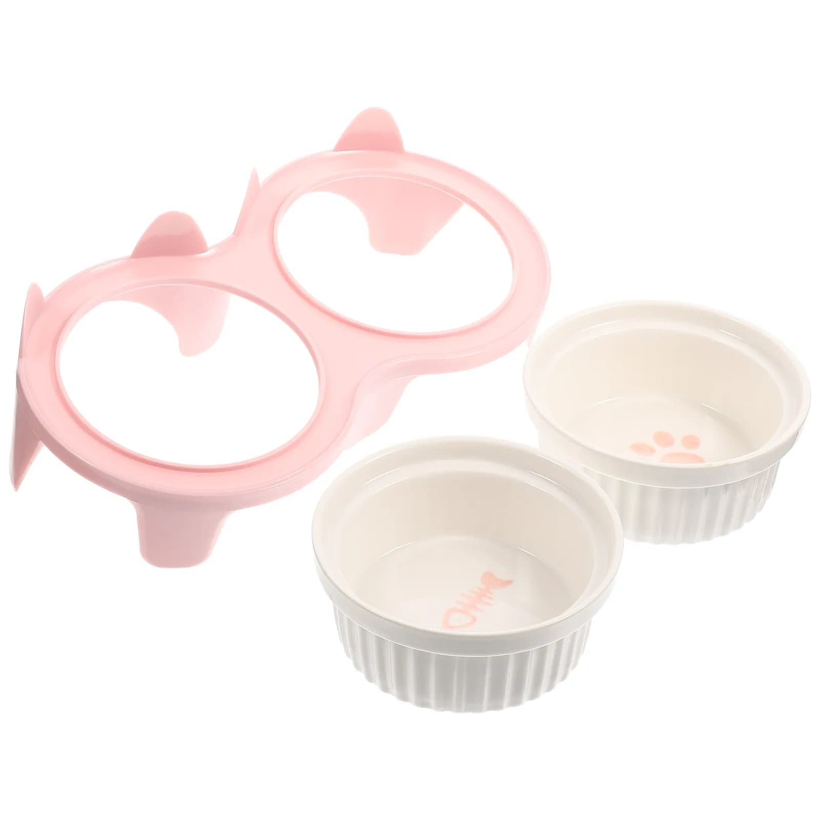 Set di 1 Ciotola in Ceramica per Gatti, Rialzata e Antiscivolo, Contenitore Doppio Uso per Cibo e Acqua, Alimentatore Rialzato per Animali Domestici