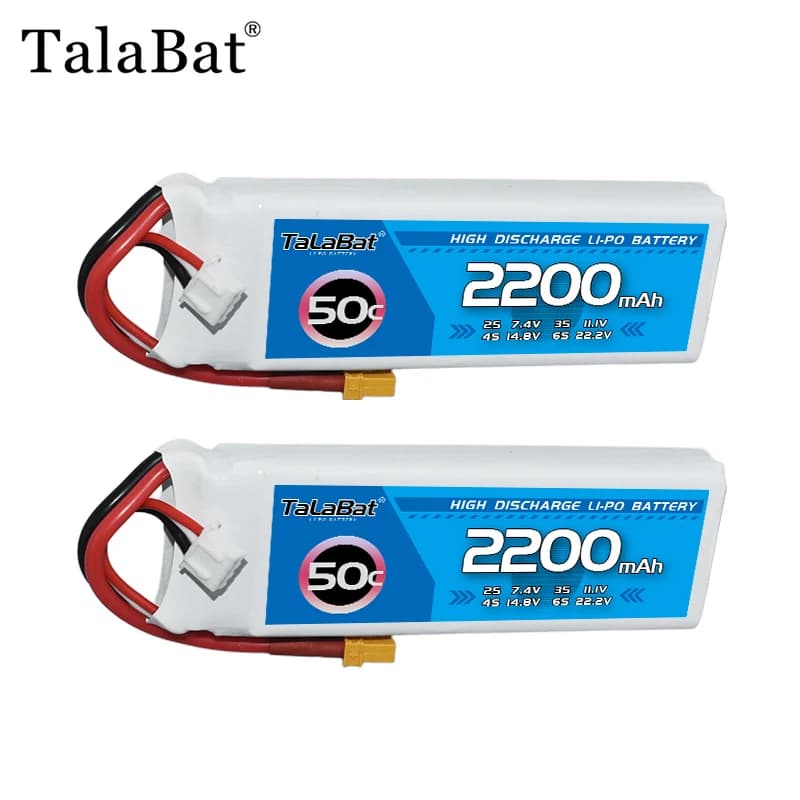 2 pezzi NUOVA batteria Lipo TalaBat 7.4V 2200mAh 50C per elicottero RC Quadcopter FPV parti di droni da corsa batteria 3S