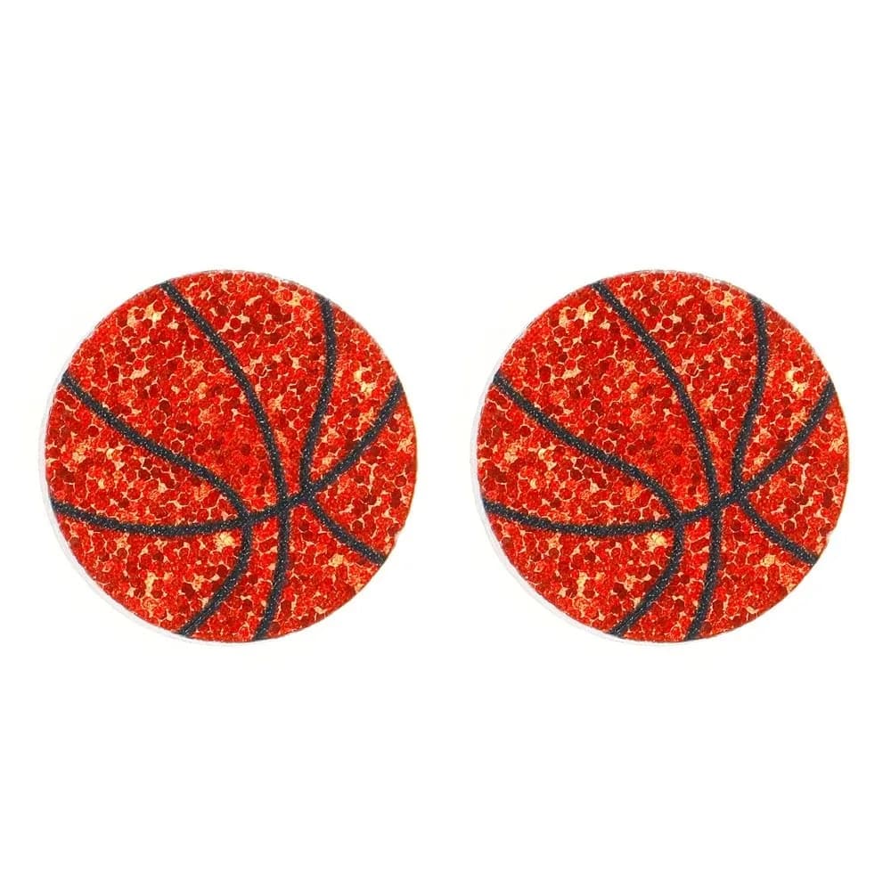 Acrylic Sparkling Ball Stud Earrings Basketball Football Soccer Rugby Volleyball Acrylic Ball Ear Studs Sports-Inspired