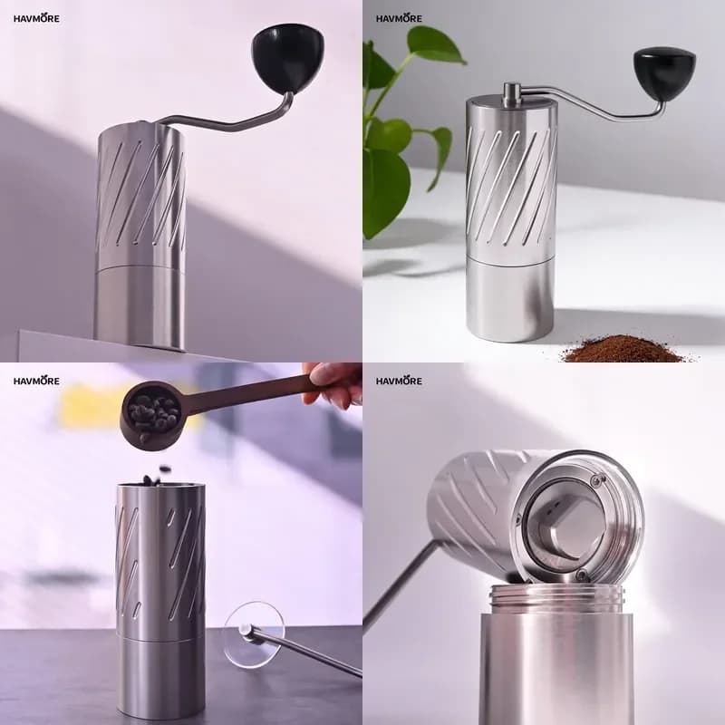 T Modern Eco-Friendly Stainless Steel 7-Pin Manual Coffee Bean Grinder Portable Coffee Mills