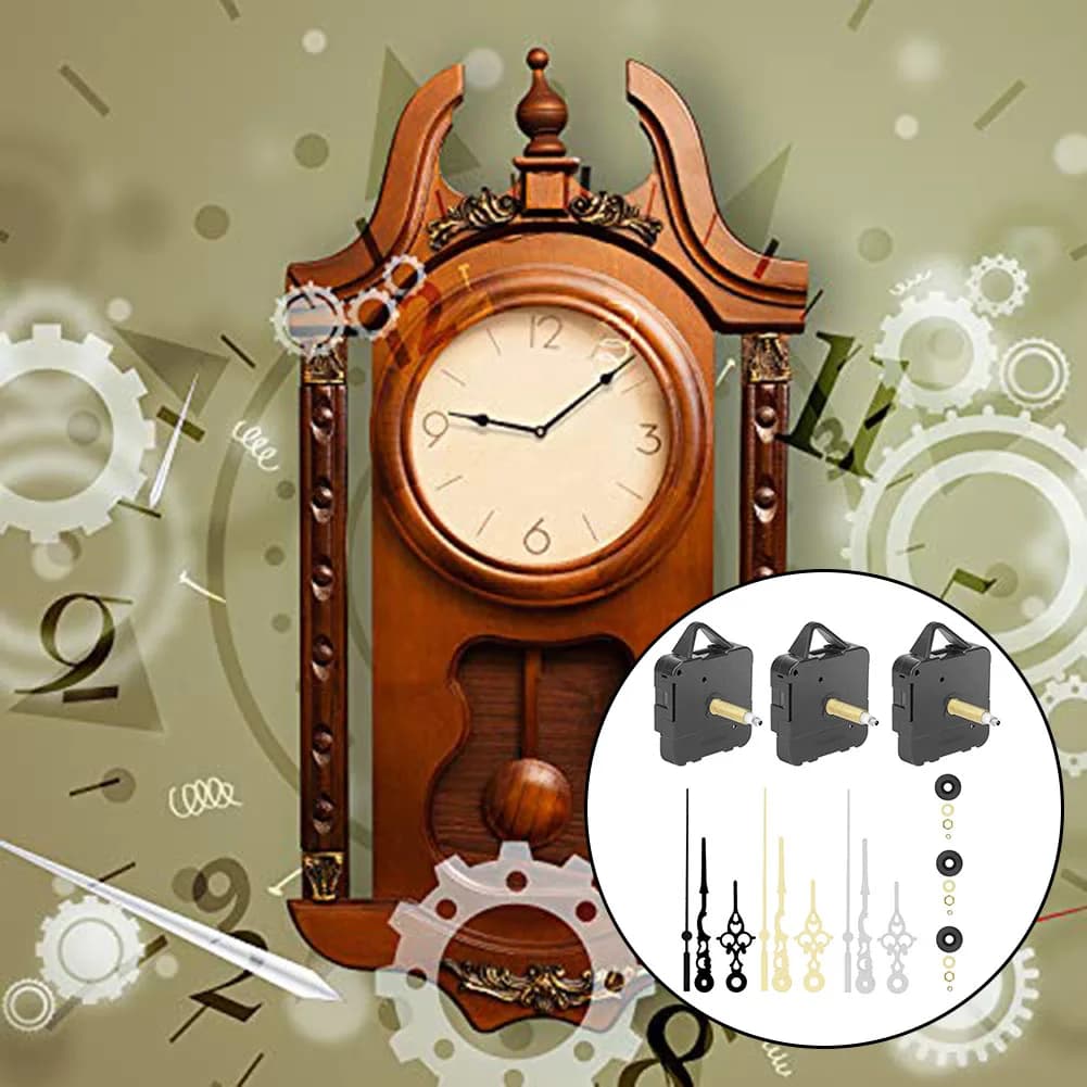 Kit di sostituzione fai-da-te con movimento dell'orologio al quarzo con pendolo ad albero lungo e lancette dell'orologio per riparazione e installazione