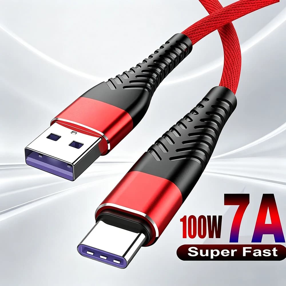 Cavo USB Type C 7A 100W per ricarica rapida e trasferimento dati, compatibile con Samsung S23 S24 Xiaomi Huawei Oneplus, cavo USB C per ricarica rapida.