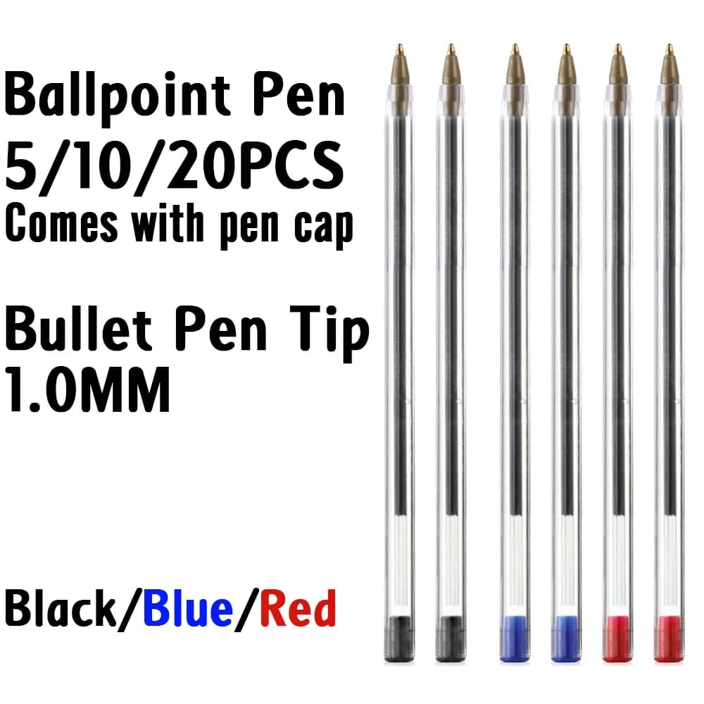 5/10/20 Pezzi Penne a Sfera Nere, Rosse e Blu, Penna Gel 1.0mm, Penna per Firma Studenti, Penna per Scrittura, Accessori per Cancelleria Scolastica e Ufficio