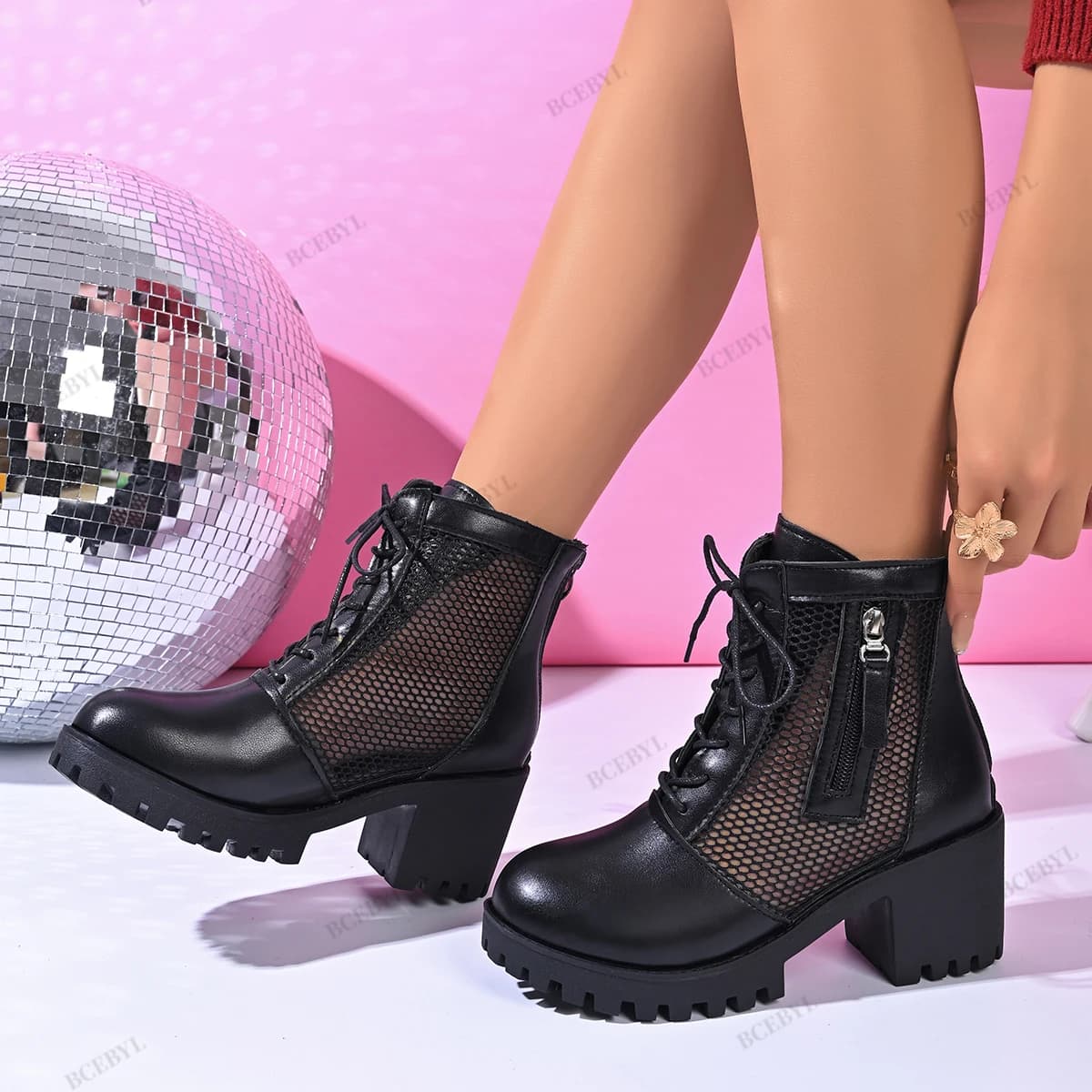 Stivali Estivi da Donna alla Moda, Nuovi, Comodi e Sexy, con Punta Rotonda, Eleganti, in Rete, con Tacco Alto