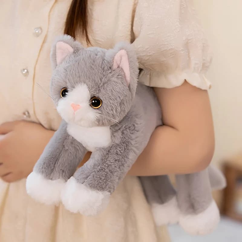 53 CM Simulato Simulato Gatto Bambola Peluche Ripiene Morbido Animale Peluche bianco Grigio Gattino Cuscino Per Bambini Ragazze Regalo Di Compleanno Giocattoli Per Animali Domestici Deco