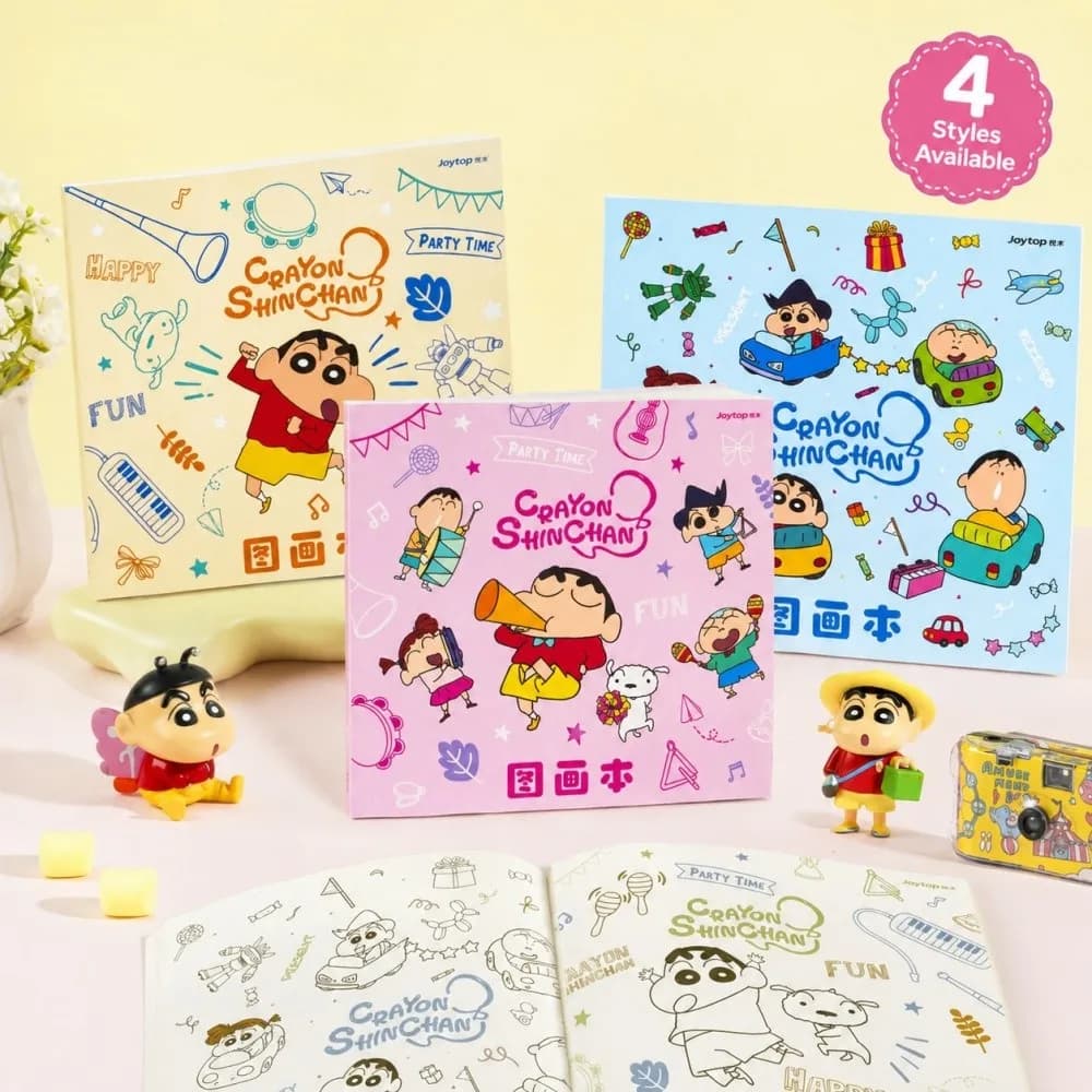 Genuine Crayon Shinchan Cartoon Square Drawing Book Portable Sketchbook for Art Class Notes Doodle Practice Gift Study Use