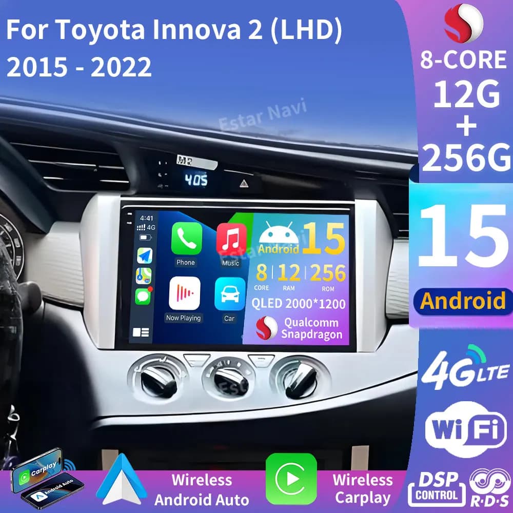 Android 15 Carplay Per Toyota Innova 2 2015 - 2022 LHD 2din Wifi 360 Macchina Fotografica Auto BT di Navigazione Autoradio Lettore Video RDS Stereo