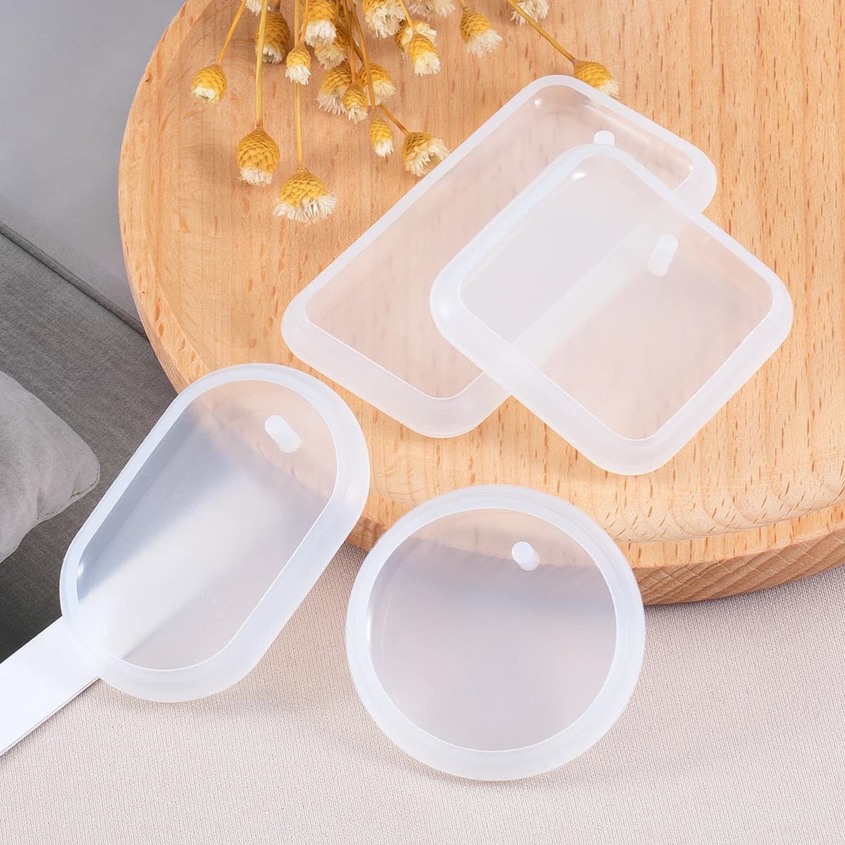 Ciondoli rotondi rettangolari Stampo in resina Stampo in silicone a forma di cuore/scudo per gioielli fai da te Creazione di orecchini Ciondoli Portachiavi Strumenti