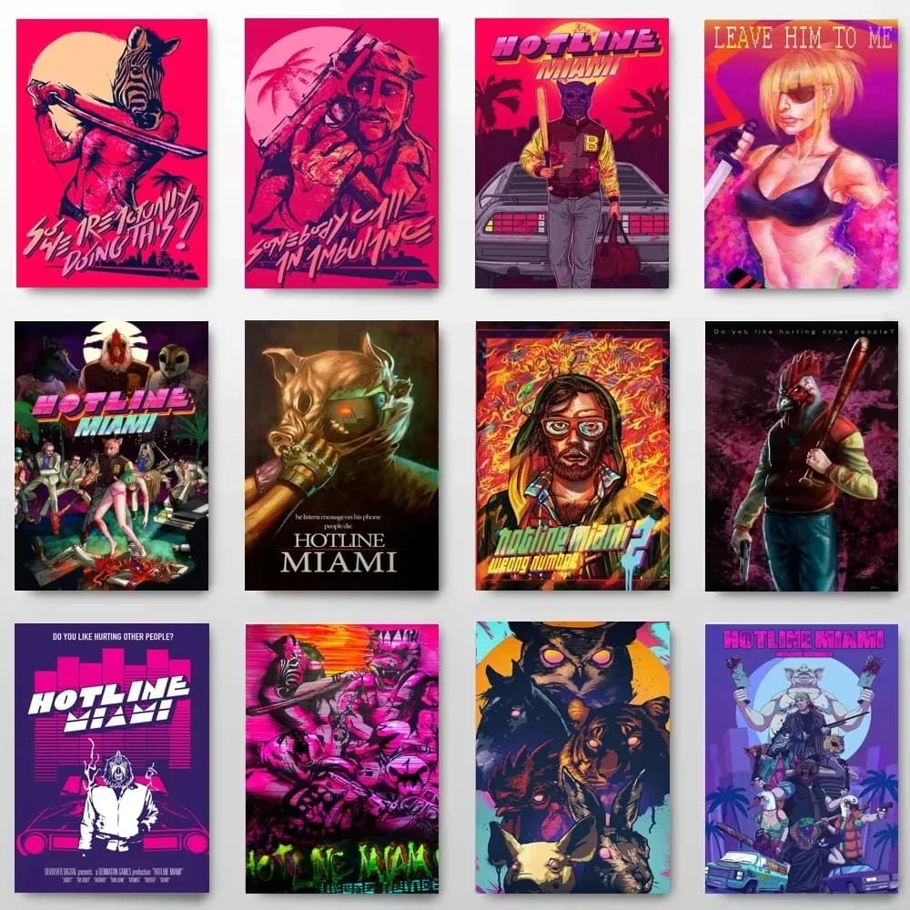 Hotline Miami Poster Hot Classic Adventure Game Poster e stampe Canvas Painting Wall Art Picture Decoration Home Decor