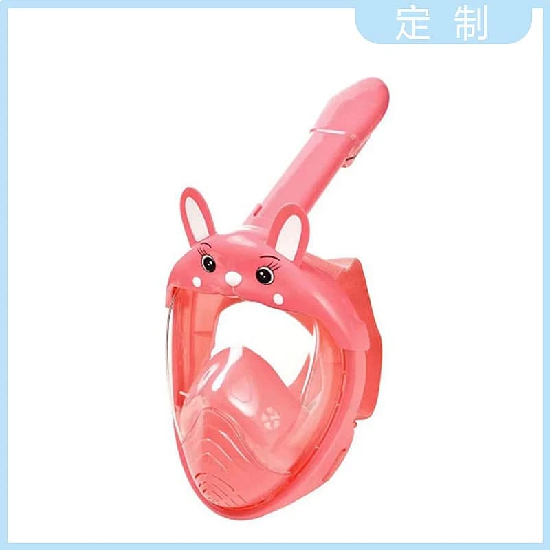 Cartoon Rabbit Ear Kids Snorkel Mask Anti-Fog Silicone Dry Top Diving Full Face