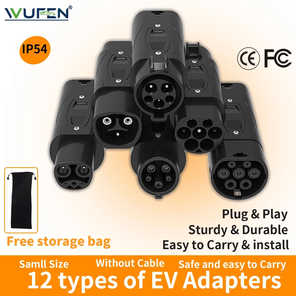 WUFEN Ricarica per veicoli elettrici Connettore da Type2 a GBT Adattatore da Type2 a Type1 EV da Type1 a GBT EVSE Caricatore da Type1 a Type2 per EV