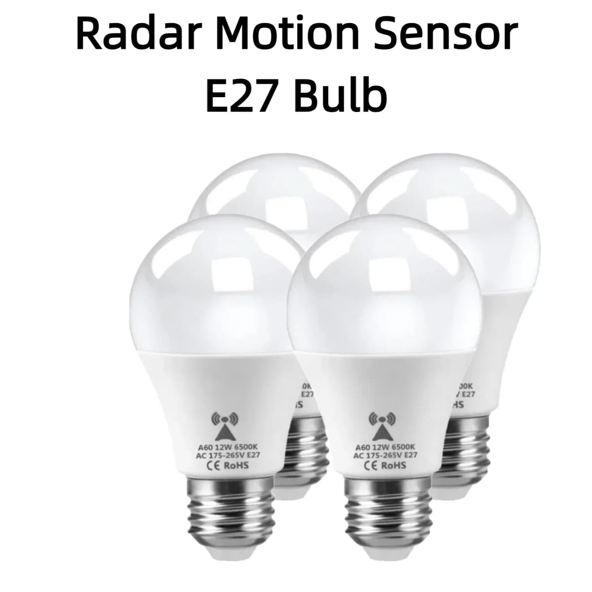 1-4PCS Lampadine con sensore di movimento radar E27 a risparmio energetico AC85V-265V 6000K Bianco freddo Solo luce di notte/scuro per le scale del percorso