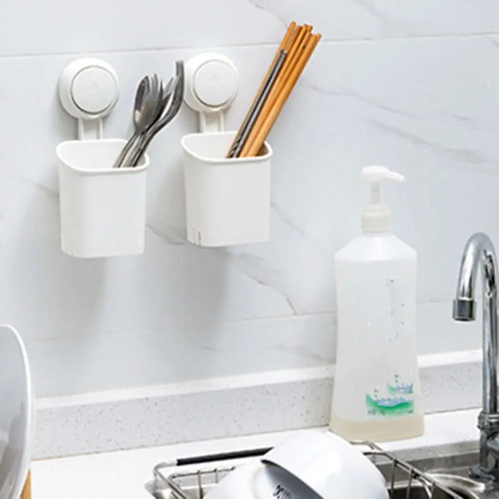 2 pezzi porta spazzolino a ventosa senza trapano porta rasoio drenabile a parete organizer da bagno rimovibile salvaspazio