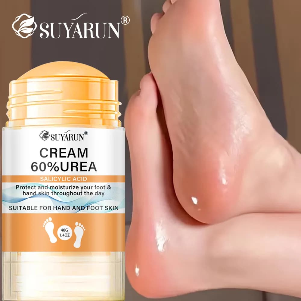 SUYARUN Crema Piedi in Stick con 60% Urea - Idratante ed Esfoliante, Riparazione Talloni Screpolati, Idratazione Profonda per Piedi Secchi, Protezione Prolungata