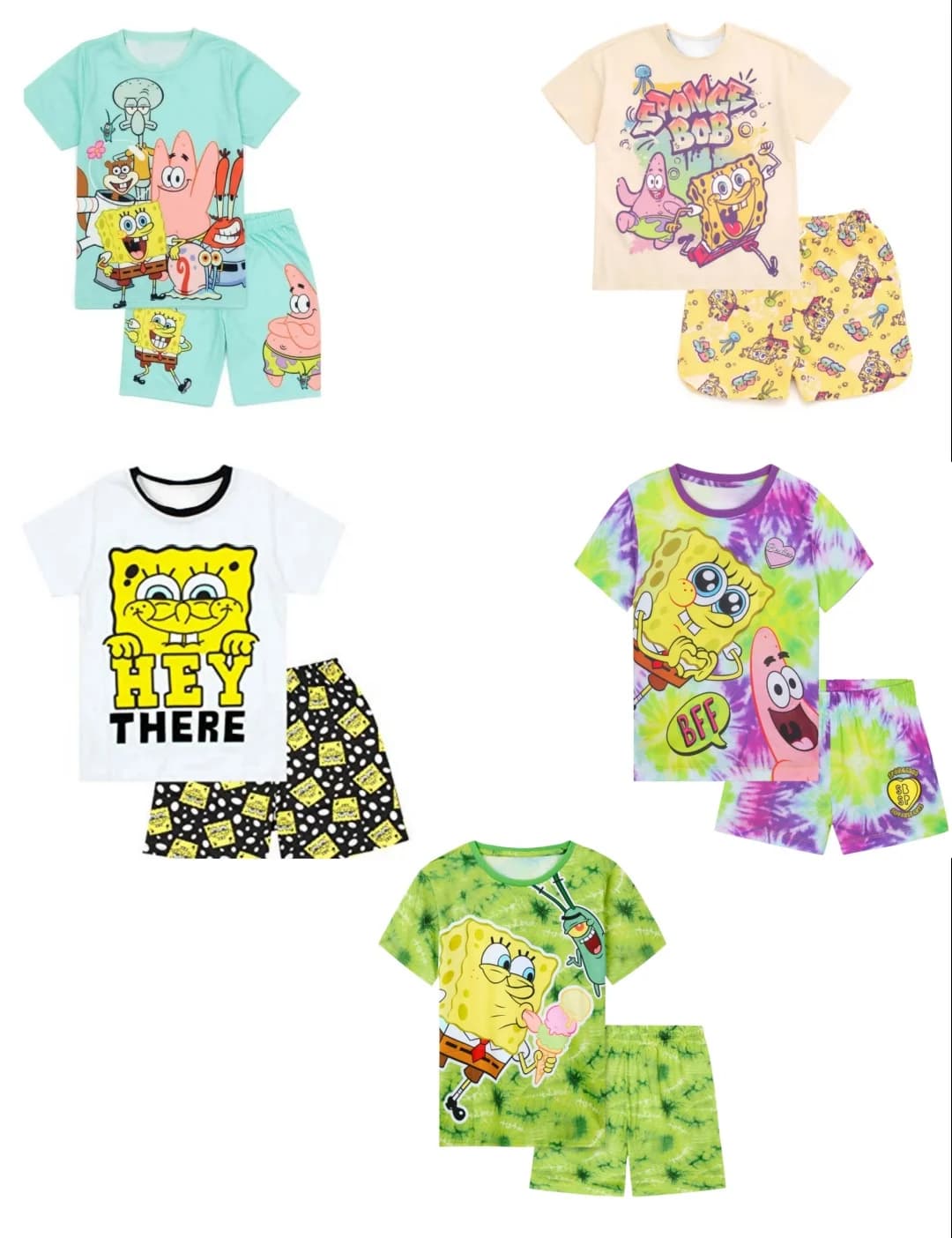 Riunione della squadra di bikini! Set Pigiama 3D con Stampa Integrale di SpongeBob e Patrick per Genitori e Bambini/Coppie