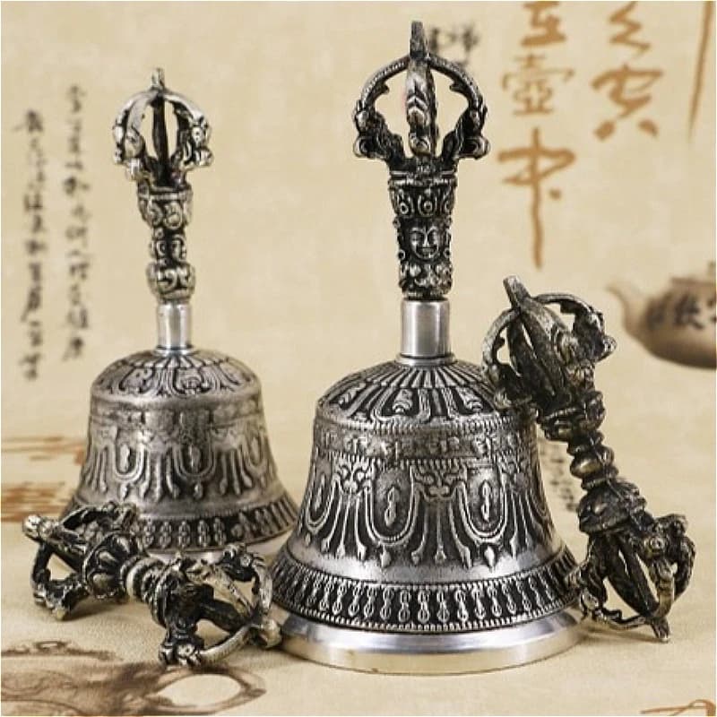 Nepal Brass Bell Tibetan Buddhist Meditation Bells Sound Healing Retro Wind Chimes Temple Handmade Pestle Percussion Instruments