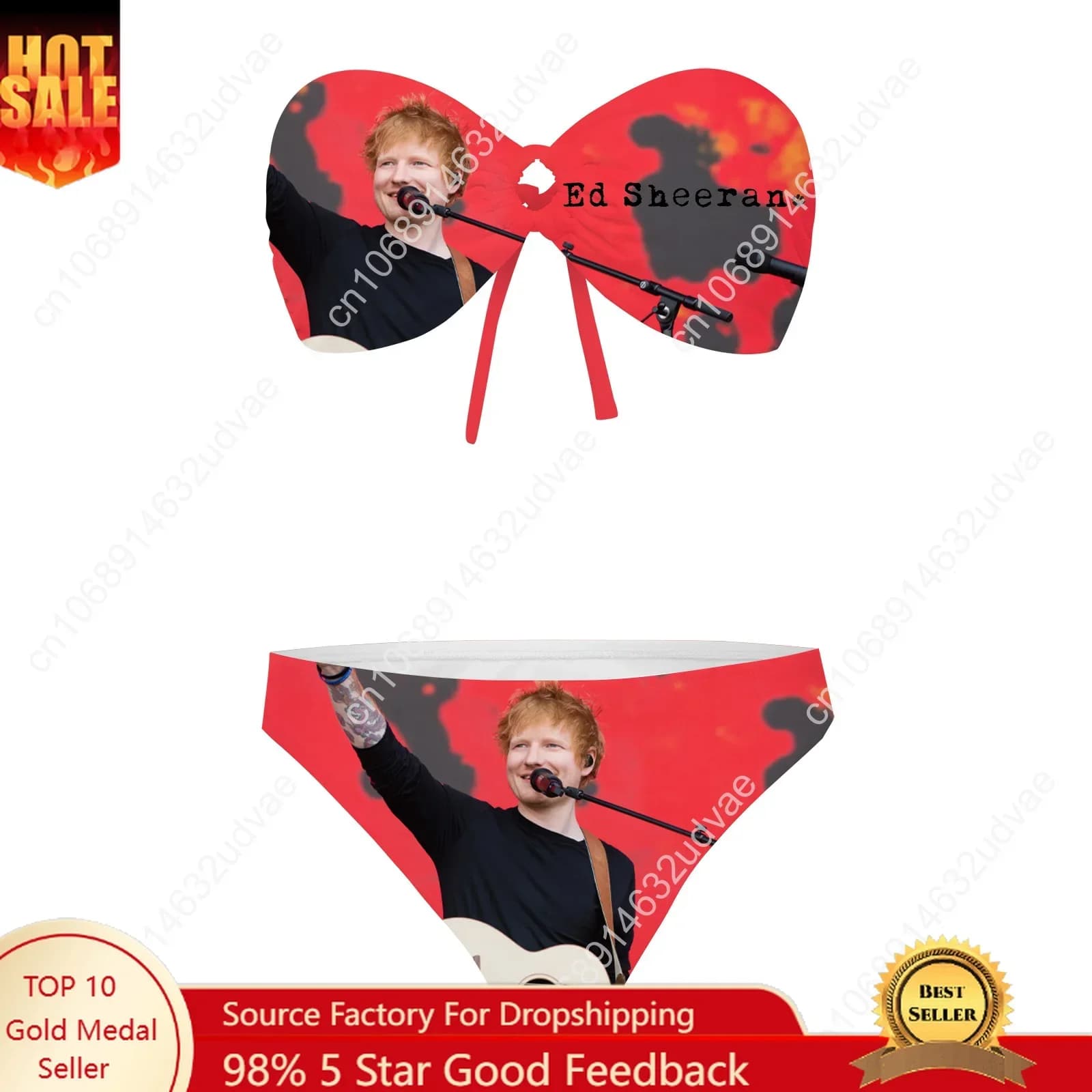Ed Sheeran Strapless Swimsuit Womens Bathing Suits Personalized Fashion Swimwear Pool Party Sexy Bikini Customize Beachwear