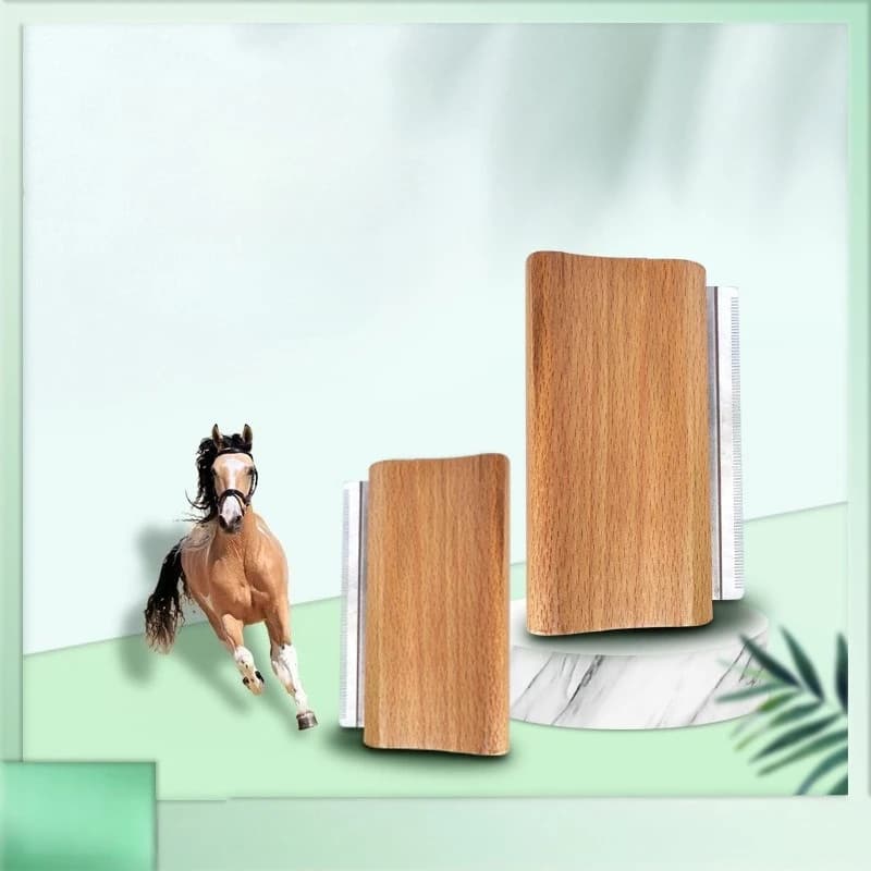Pettine Multiuso per Rimozione Peli di Animali e Cavalli - Spazzola in Legno per Cani e Forniture per Stalle Equestri