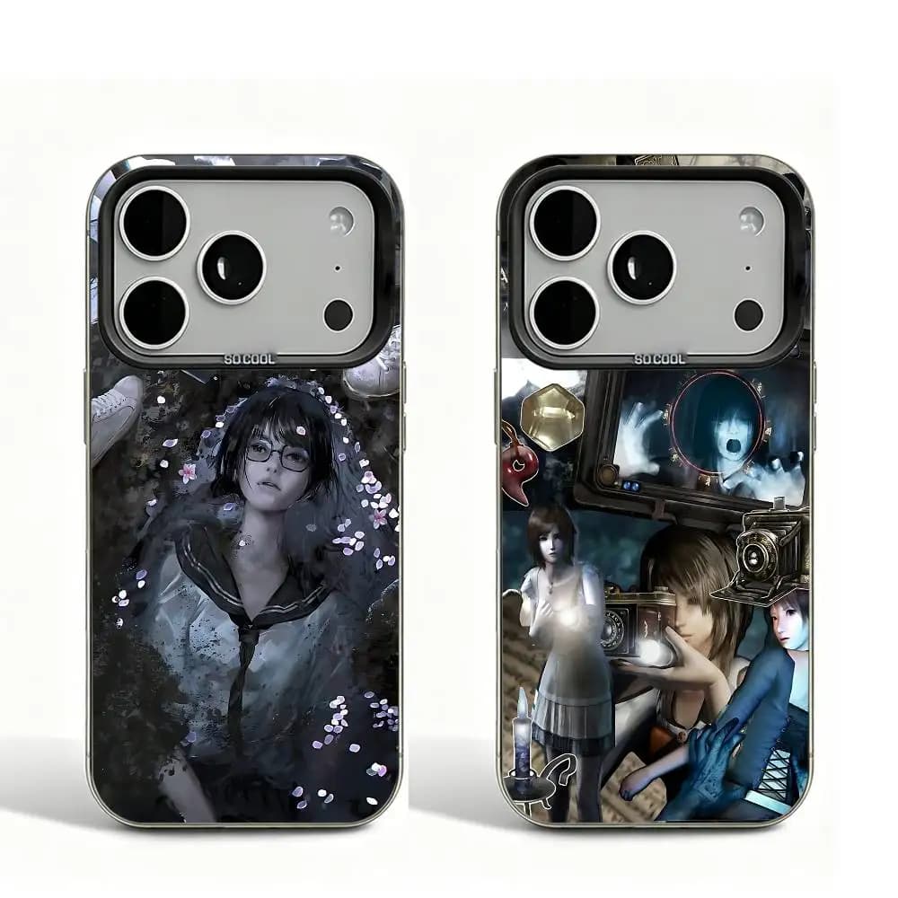 F-Fatal F-Frame Black Matte Large Camera Hole Case For iPhone 17 16 15 14 13 12 11 Pro Max Bumper Cover