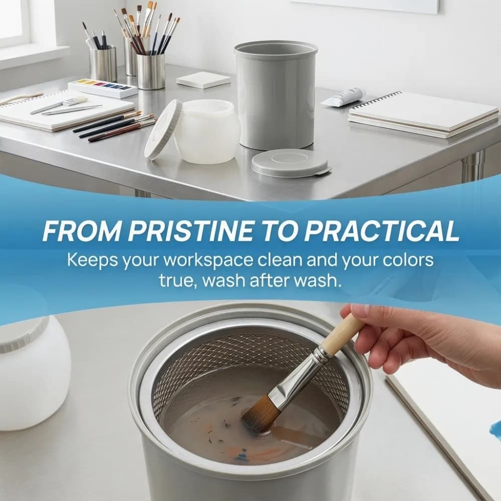3PCS Filter built-in Plastic Brush Washer Portable capacity Easy cleaning Filter Style Brush Rinse Pot Reusable performance