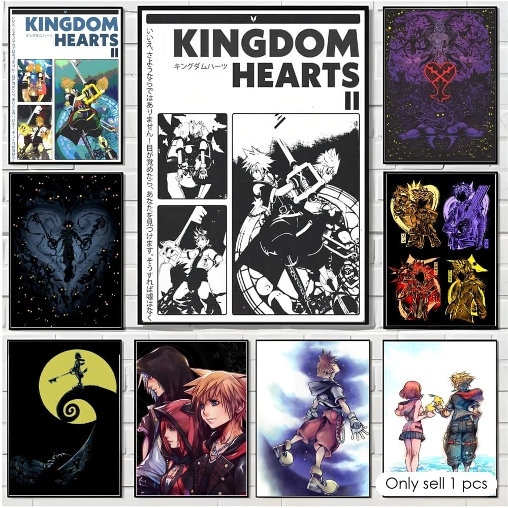 Game K-Kingdom Hearts Painting Calligraphy Cotton Canvas Wall Art Poster HD Print Modern Home Decor Painting