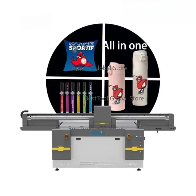 Stampante UV flatbed A0 A1 per stampa su tappeti, bottiglie, legno, acrilico, PVC, vetro, caschi 3D con sistema di scansione visiva
