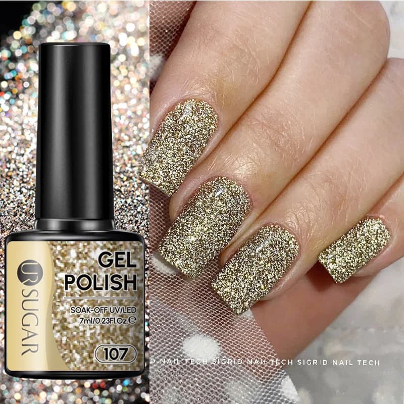 UR SUGAR 7ml Champagne Oro Paillettes Gel Smalto per unghie Brillante Scintillante Glitter Francese Semi Permanente Pittura per unghie Gel UV
