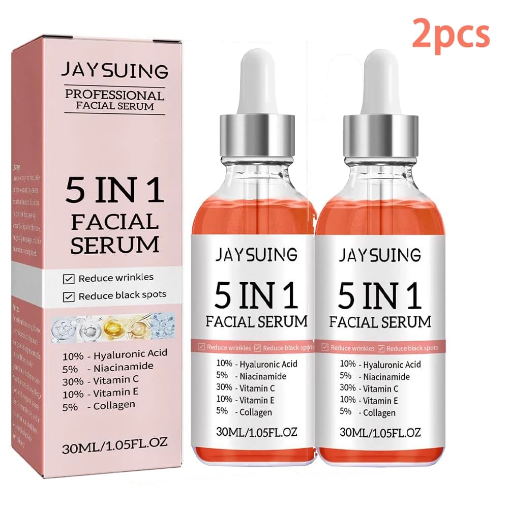 Face serum 5 in 1 30ml-hydrant, whitening, anti-wrinkle, anti-aging, vitamin C and hyaluronic acid to minimize pores