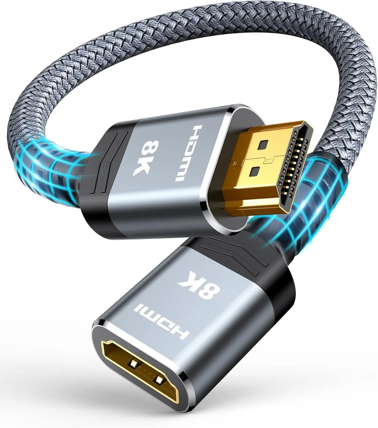 Cavo Extender HDMI 2.1 8K 4K, Adattatore da Maschio a Femmina 1FT, Supporta 8K@60Hz 4K@120Hz, Compatibile con Xbox PS5 PS4 Roku TV Stick HDTV
