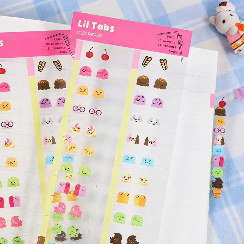 22/44 pezzi Schede indice decorative a tema gelato carino ed etichette segnalibro, ideali per diari e quaderni, accessori per diario