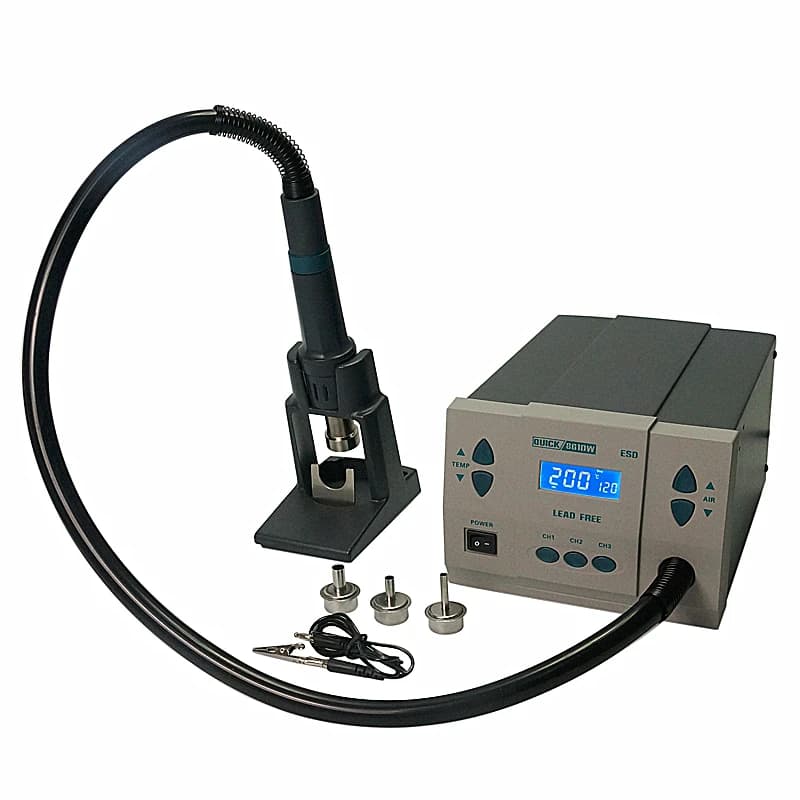 Stazione di saldatura ad aria calda senza piombo per pistola termica originale QUICK 861DW 1KW 220/110V Stazione di rilavorazione della temperatura del microcomputer + 7 ugelli