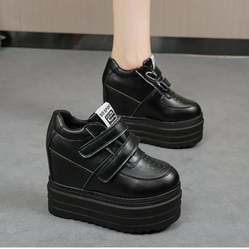 New Women Autumn Sneakers Platform 12cm Heels Casual Shoes Thick Sole Breathable Ladies Vulcanized Shoes Sneakers Zapatos Mujer
