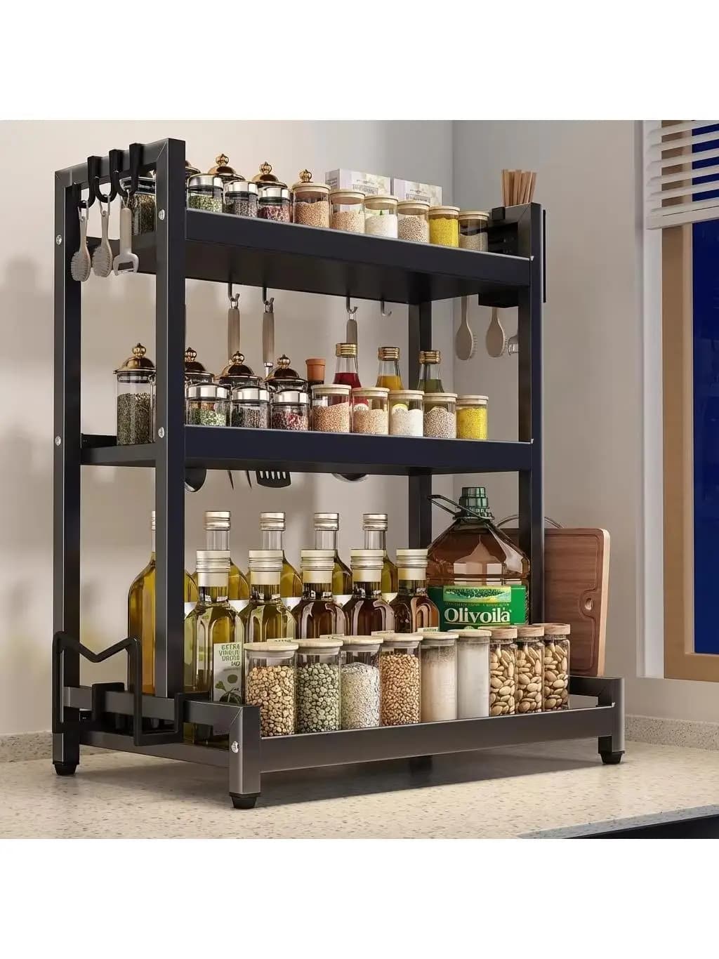 Multifunction Kitchen Appliance Bag, Oil Bottle Holder, Salt And Sauce, Stainless Steel Knives Without Drilling