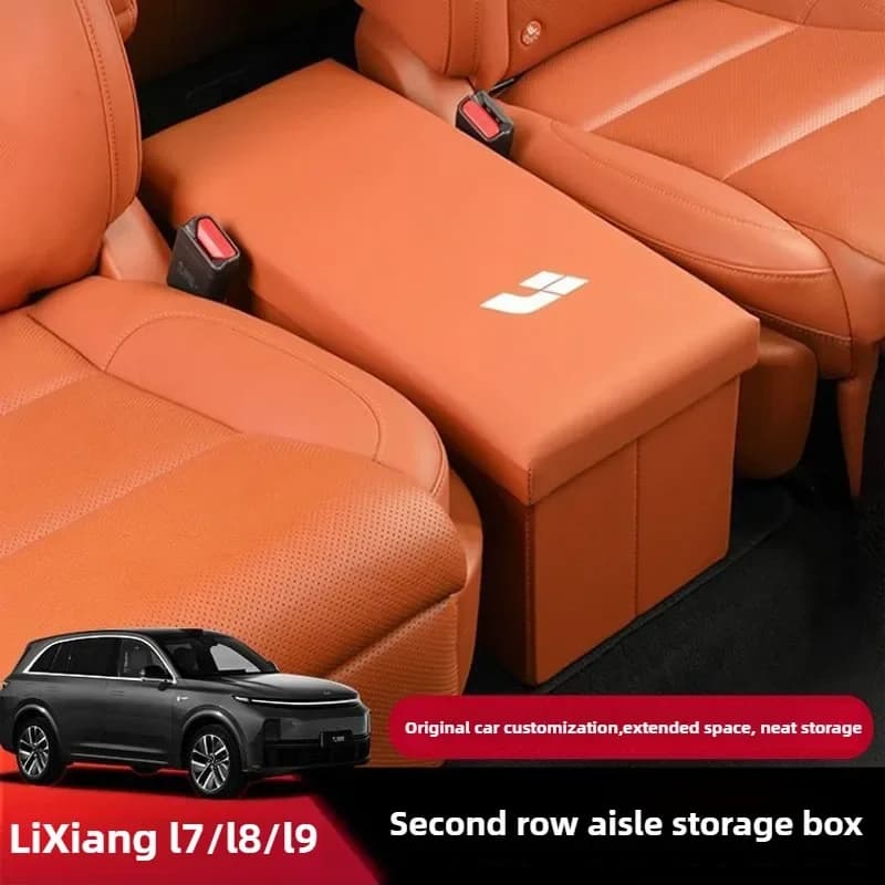 Organizer in Pelle per Auto LEADING IDEAL LiXiang L8 L9 ONE, Scatola Portaoggetti per Sedile Posteriore e Corridoio Centrale, Accessori Auto