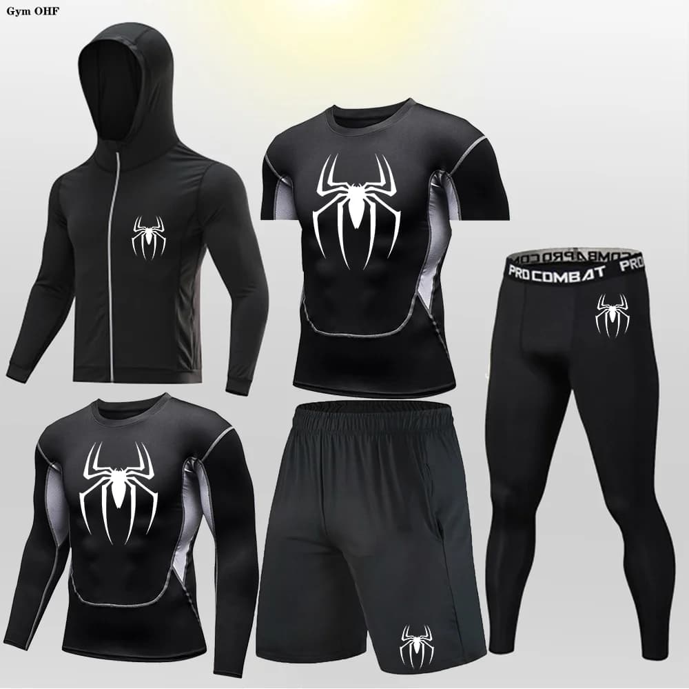 Supereroe Uomo Abbigliamento sportivo ad asciugatura rapida Abbigliamento a compressione Kit da allenamento Intimo sportivo invernale Tuta da corsa da uomo MMA Rashgard