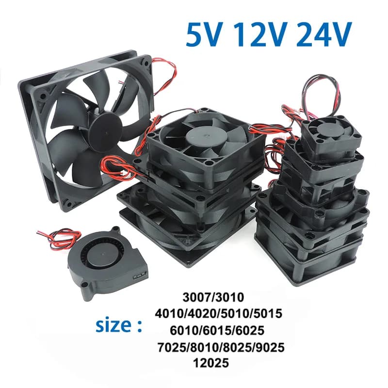 Ventola di raffreddamento DC a 2 pin Custodia motore brushless Silenzioso 5V 12V 24V 30mm 40MM 50MM 60MM 70MM 80MM 90MM 120MM 12cm