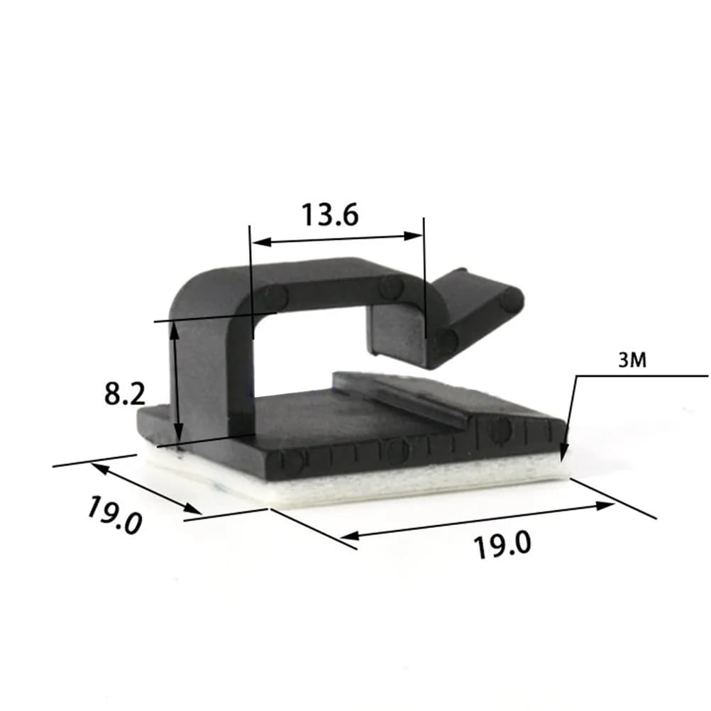 50 fermacavi adesivi neri 14x16x5,2 mm per l'organizzazione dei cavi di ricarica per TV, desktop, armadietti, casa e ufficio