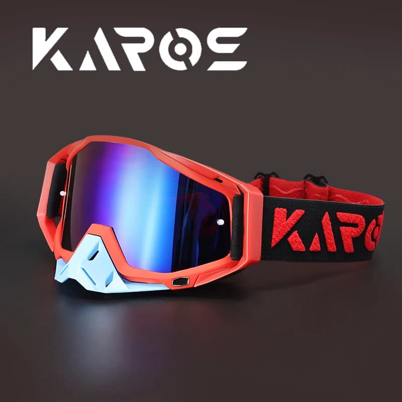 KAROS Top Occhiali da motocross per uomo Casco da moto MX Moto Dirt Bike ATV Sci Sport all'aria aperta Vetro estremo