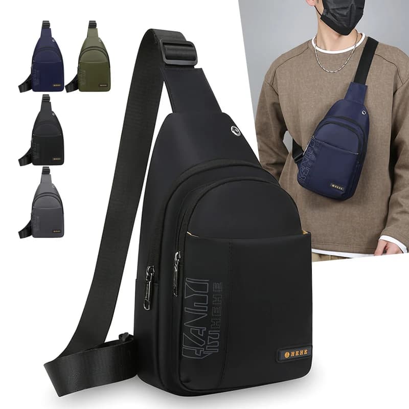 Borsa a tracolla da uomo casual sportiva impermeabile da viaggio con scomparti multipli con cerniera