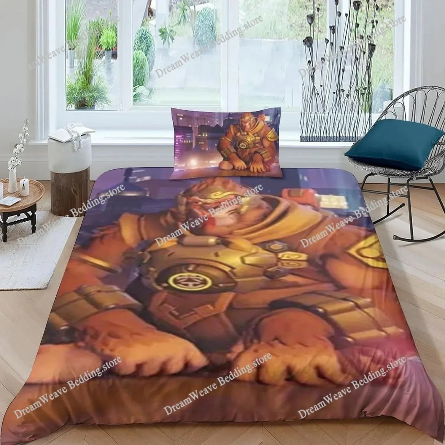 OW Overwatch Game Gamer DVA Comforter Bedding Set,Duvet Cover Bed Set Quilt Cover Pillowcase,King Queen Size Bedding Set Kids 3D