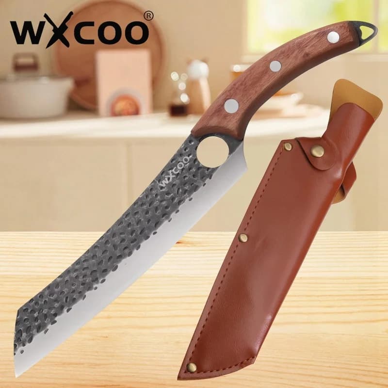 WXCOO Coltello da macellaio per disossare Coltelli da cucina forgiati Chef Affettare Mannaia da cucina Carne Pesce Frutta Verdura Coltello da taglio multiuso