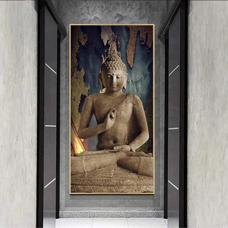 1 Pieces Buddha Statue Painting on Canvas Religious Wall Art Picture For Living Room Decoration Posters and Prints Frameless