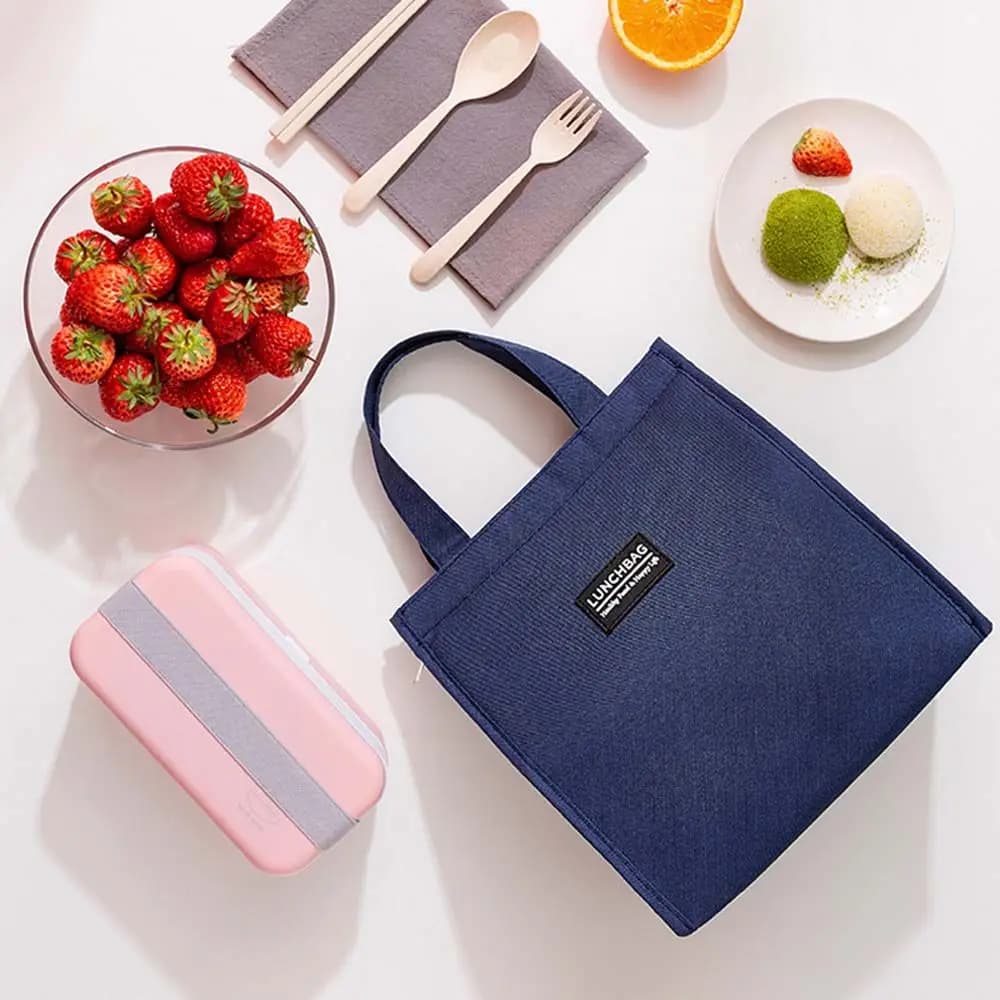 Borsa Termica per il Pranzo in Tela con Stampa a Lettere, Stile Casual da Esterno, per Campeggio, Borsa per la Spesa, Contenitore per Alimenti e Bevande, Organizer per il Pranzo