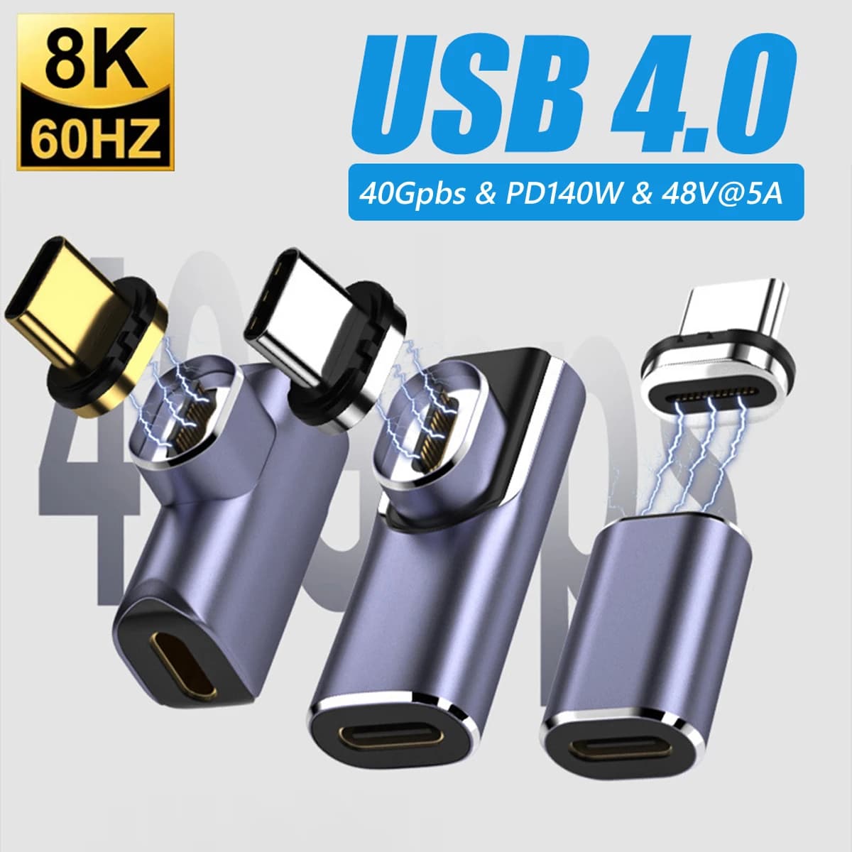 USB4.0 Thunderbolt 3 4 Magnetic Adapter 40Gbps Type C Male to Female 140W Fast Charging 8K 60Hz USB C Converter for iPad MacBook